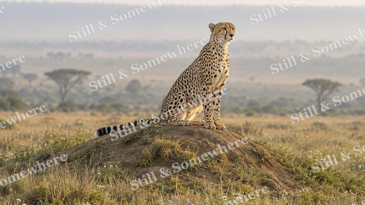 Cheetah Termite Mound, wildlife artwork preview