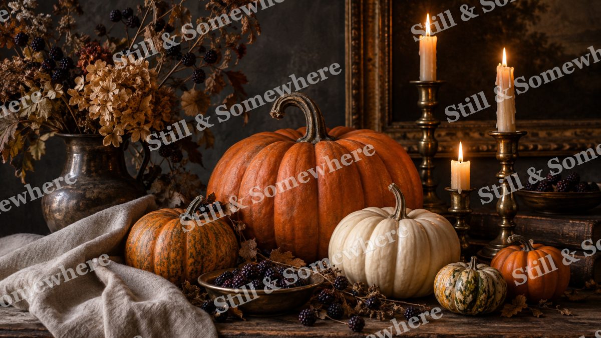 12 Candlelit Pumpkin Still Life, halloween artwork preview
