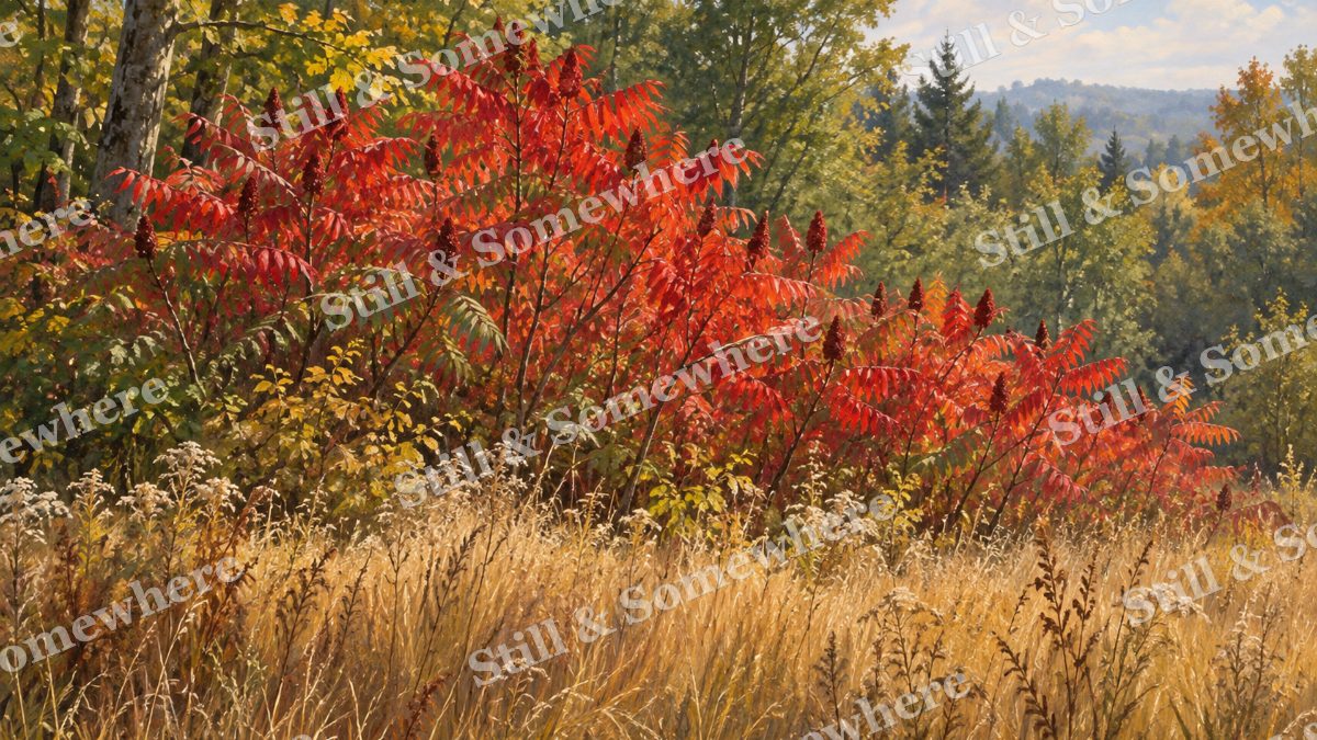 Red Sumac at the Forest Edge, forests artwork preview