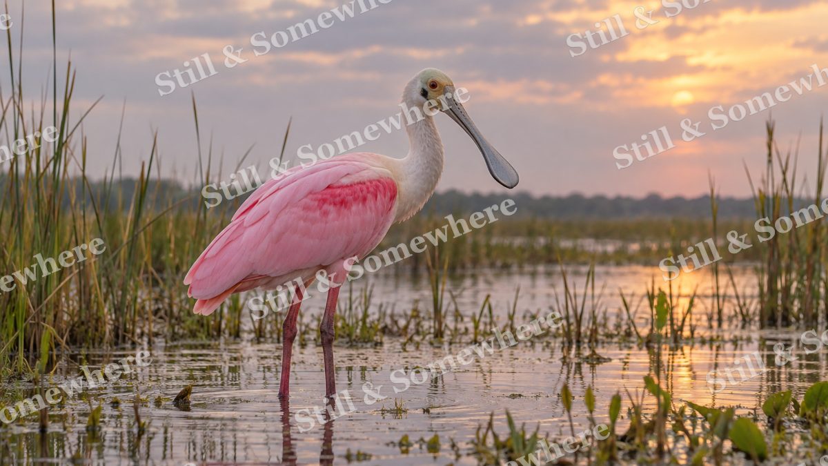 Spoonbill Shallow Marsh, wildlife artwork preview