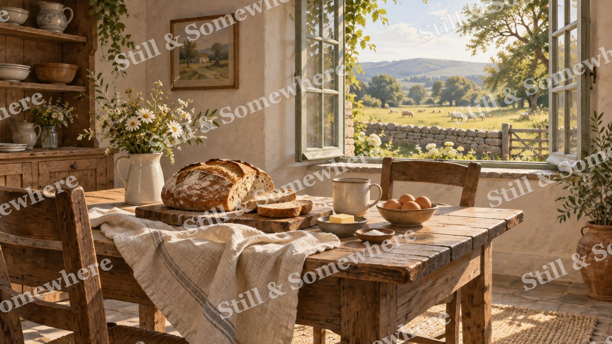 Morning Bread at the Farm Cottage, cottages artwork preview