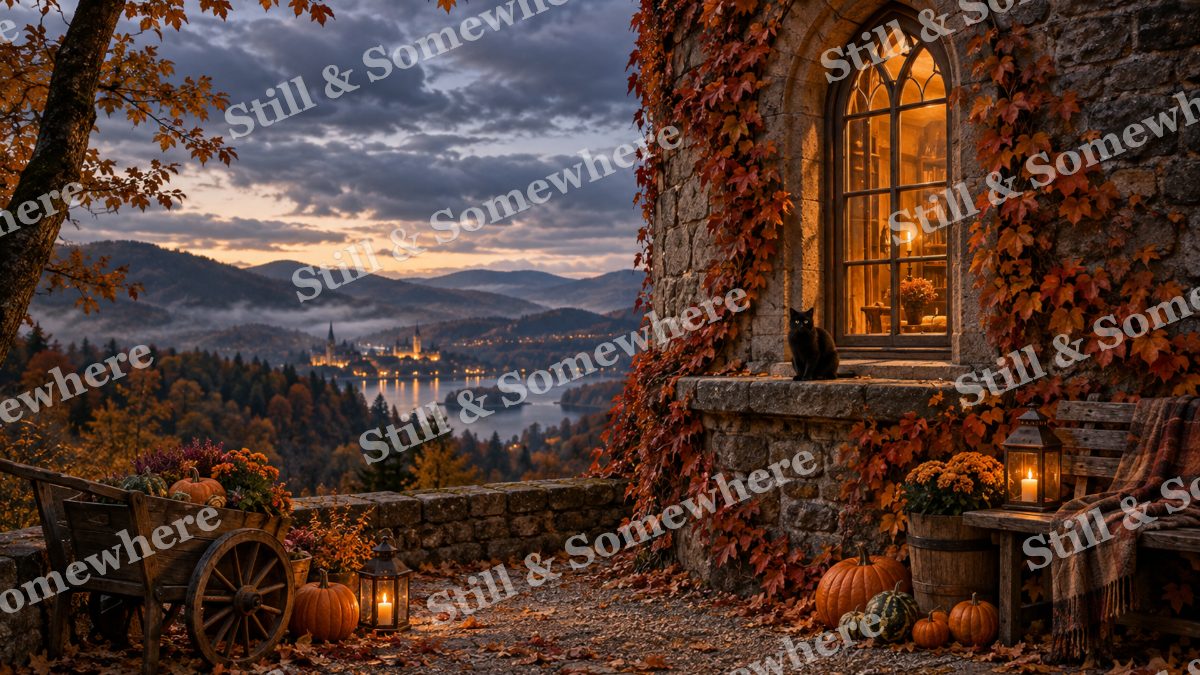 41 Autumn Tower Window, halloween artwork preview