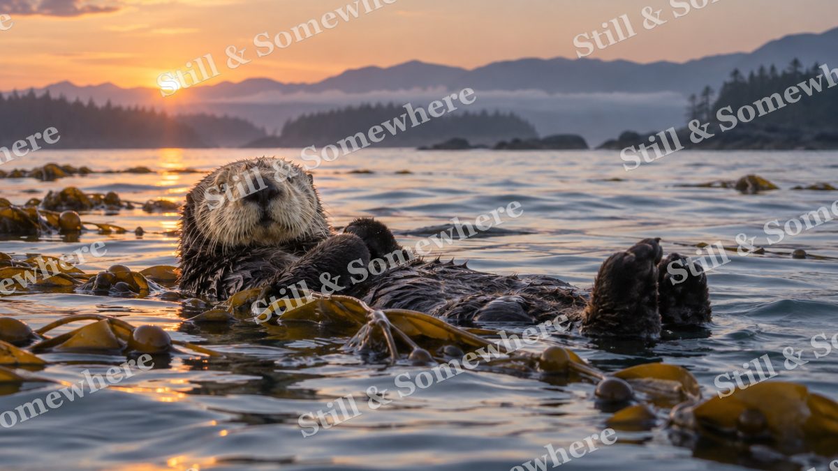 Sea Otter Kelp Dawn, ocean artwork preview