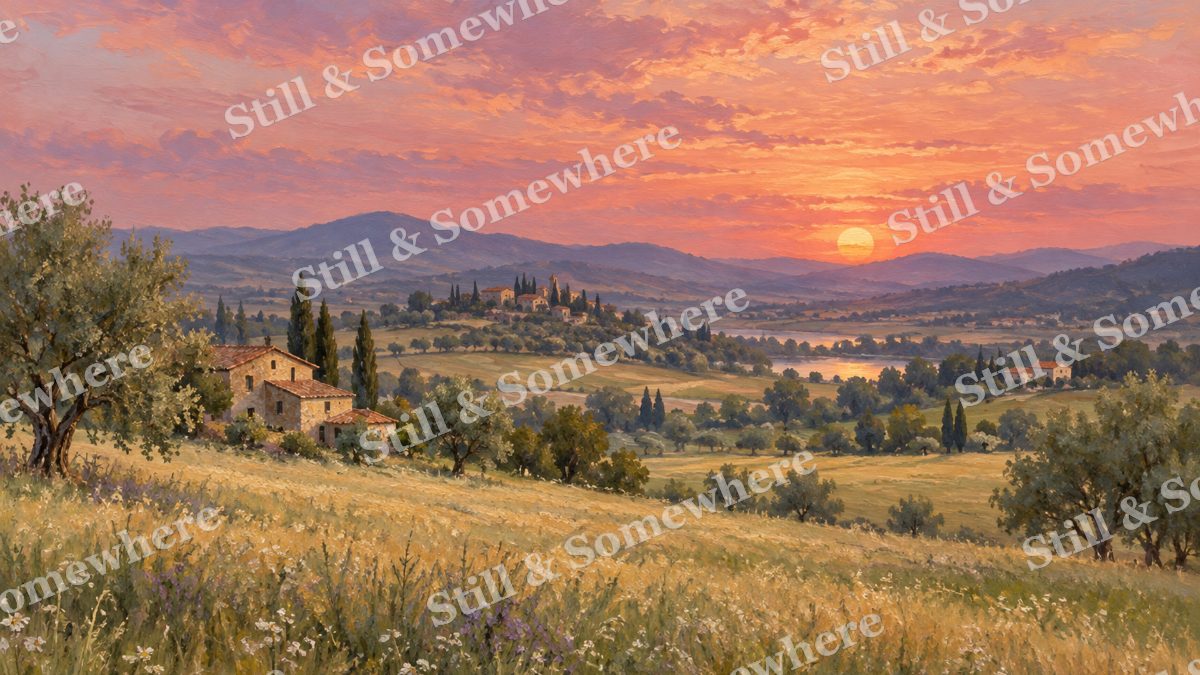 Fields beneath a Rose Sky, paintings artwork preview