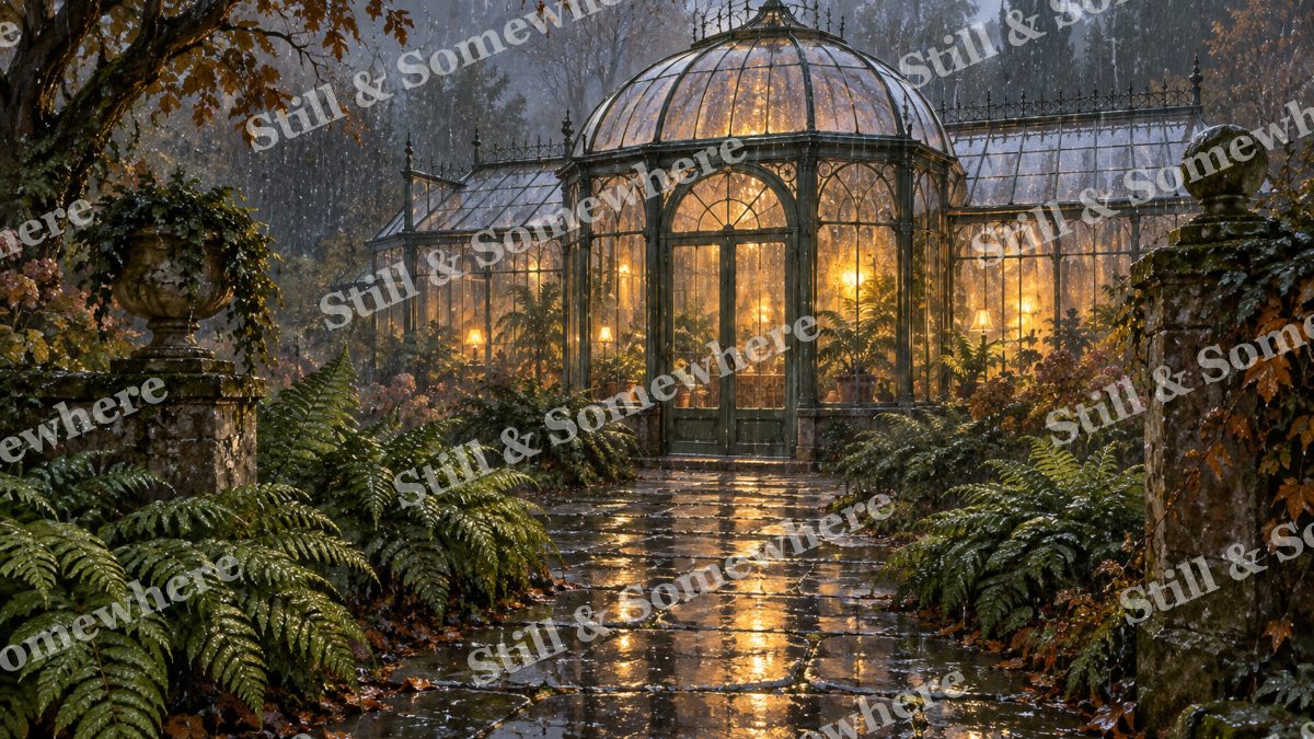 Rain on the Conservatory Glass, gardens artwork preview