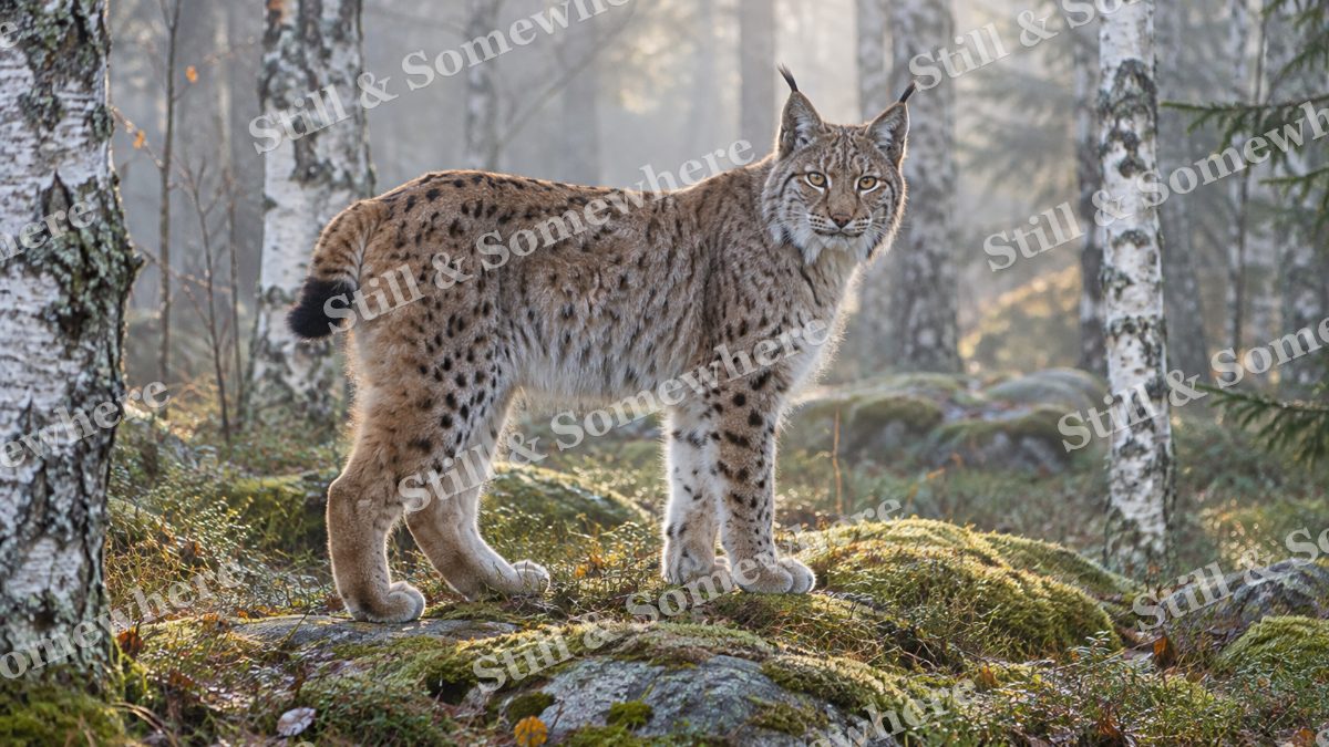 Lynx Birch Forest, wildlife artwork preview