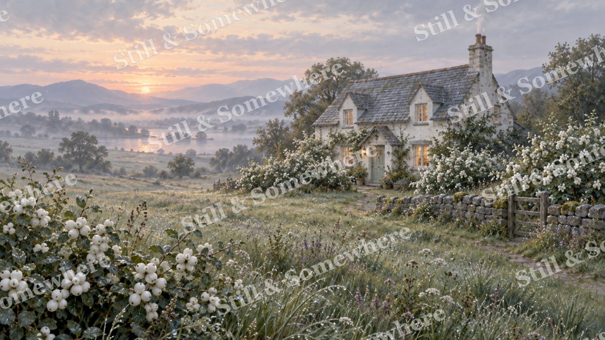Snowberry Cottage at Dawn, cottages artwork preview