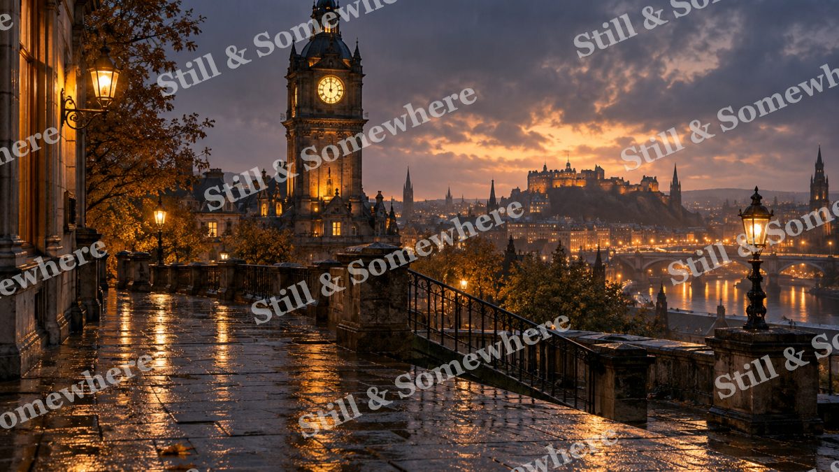 Lights Clock Tower in Rain, city lights artwork preview
