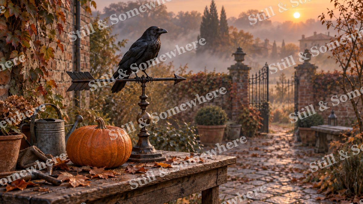 Raven on the Weather Vane, halloween artwork preview