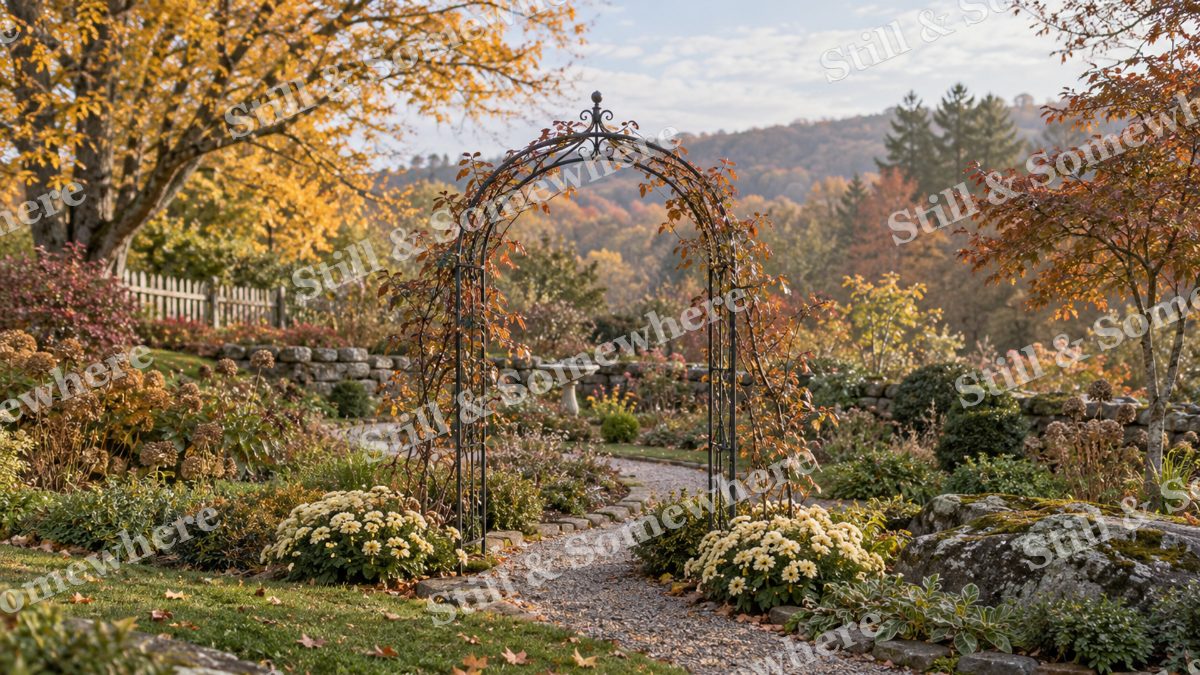 The Autumn Rose Arbor, gardens artwork preview