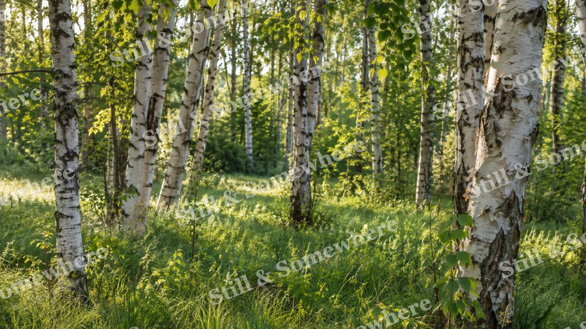 Sunlit Grove of White Birches, scenery artwork preview