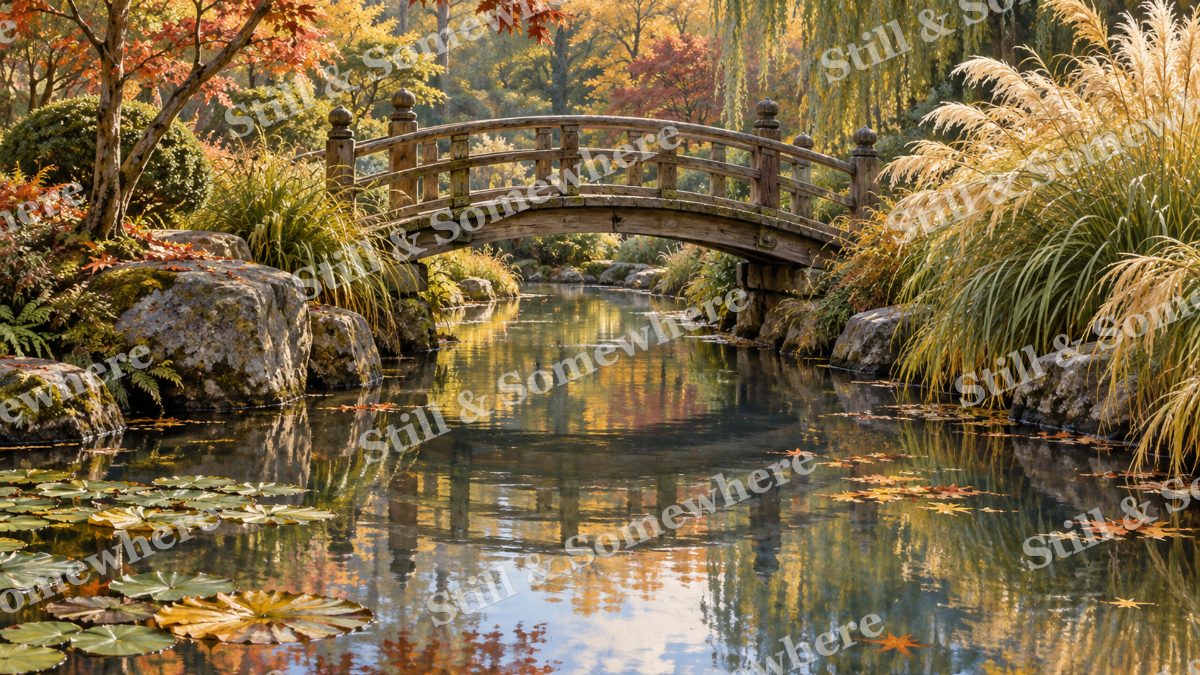 Garden Bridge over Quiet Water, gardens artwork preview