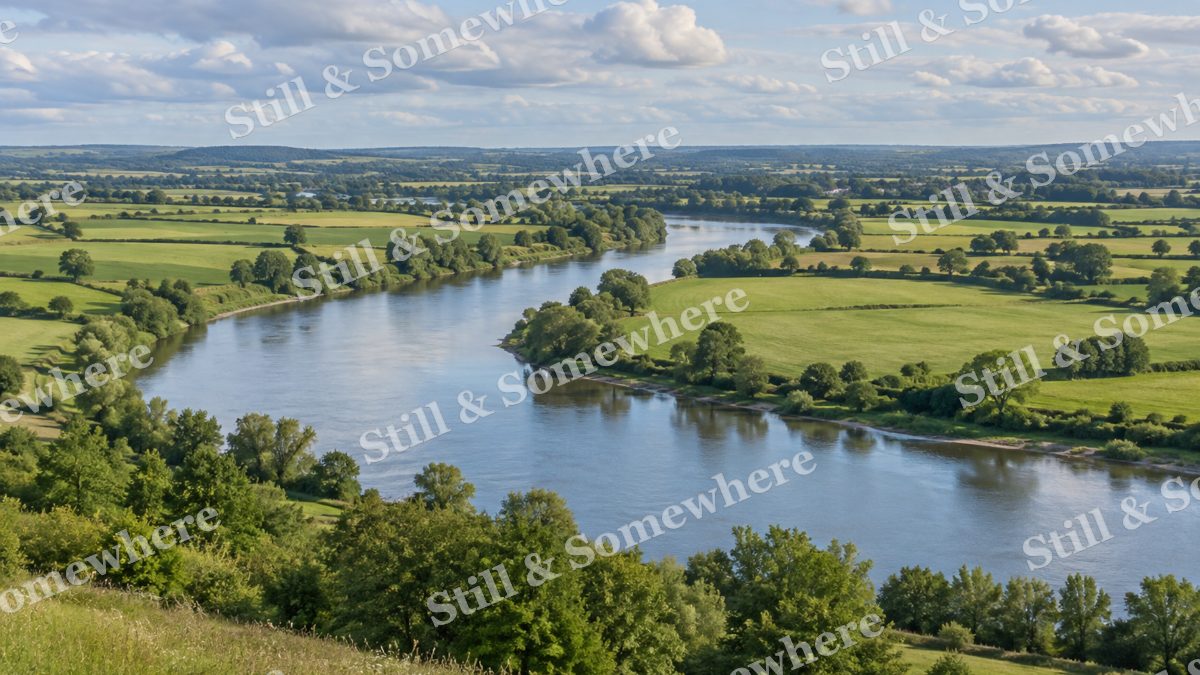 River Bend Through Summer Farmland, scenery artwork preview