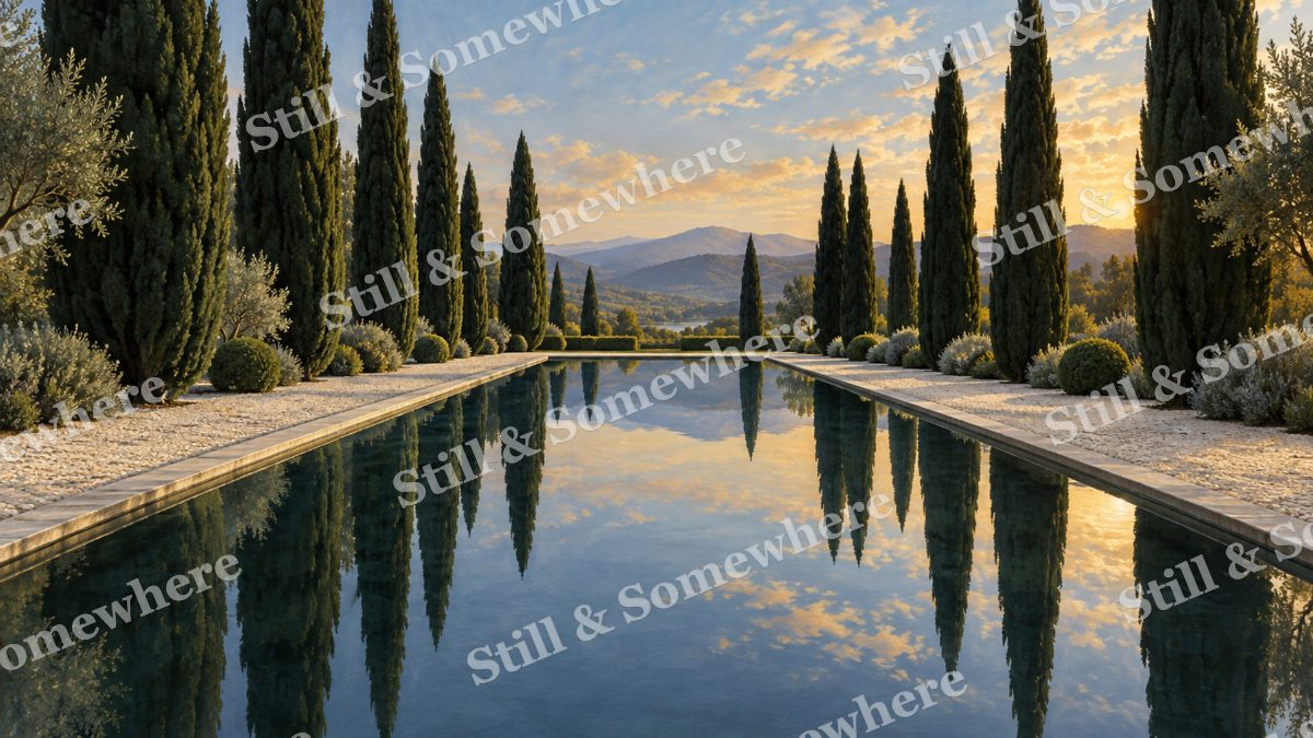 Reflecting Pool beneath Cypress, gardens artwork preview