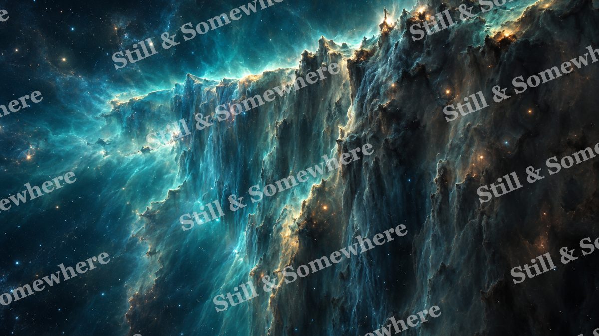 Space 06 Teal Nebula Wall, space artwork preview