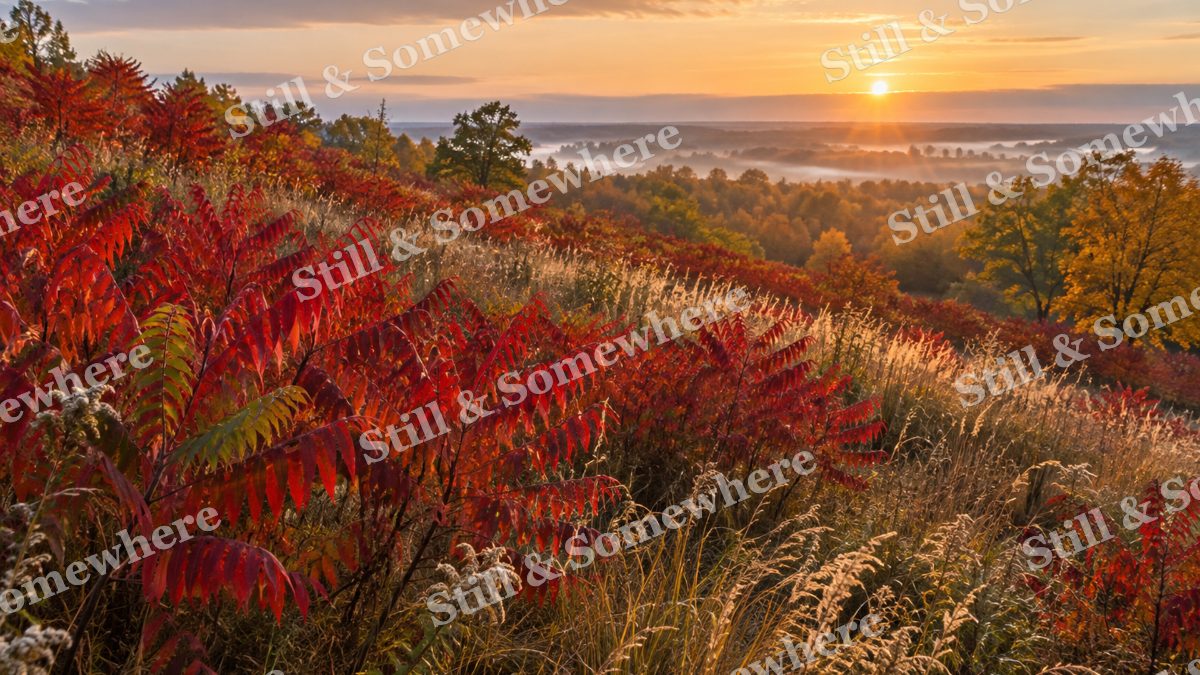 Scarlet Sumac Hillside, fall artwork preview