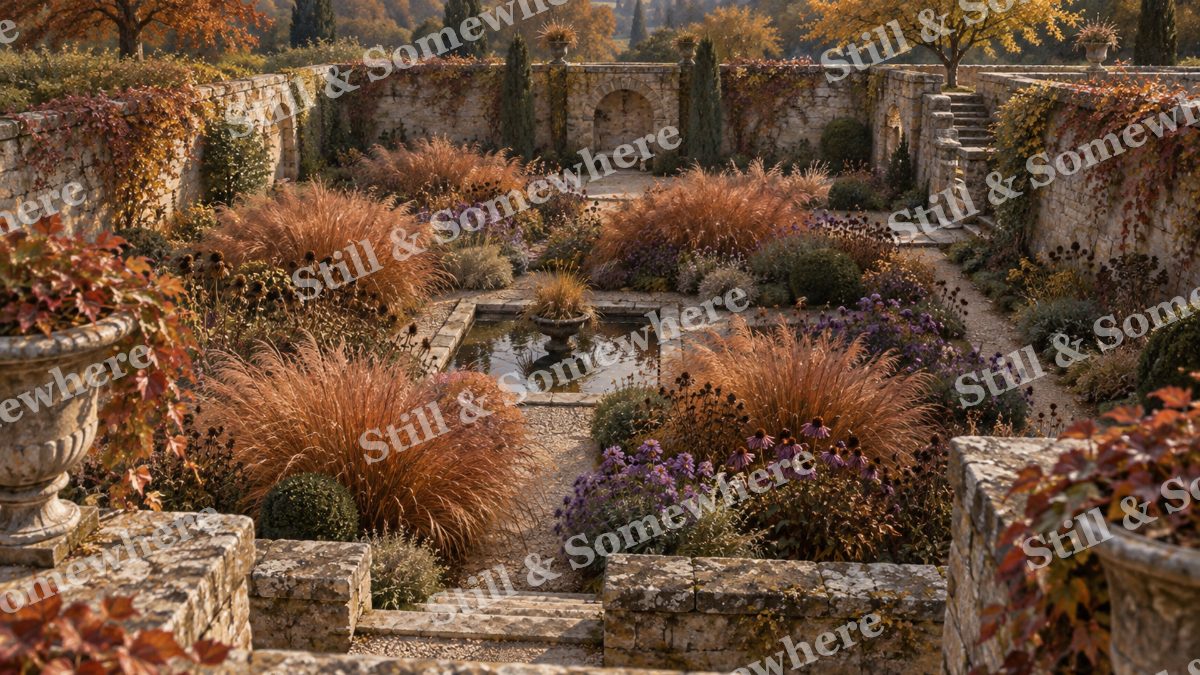 Sunken Garden with Autumn Grasses, gardens artwork preview