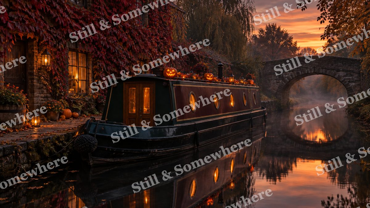 Lanterns on the Canal Boat, halloween artwork preview