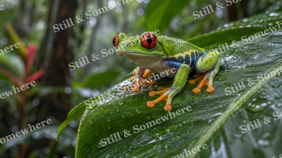 Red Eyed Tree Frog Leaf, wildlife artwork preview