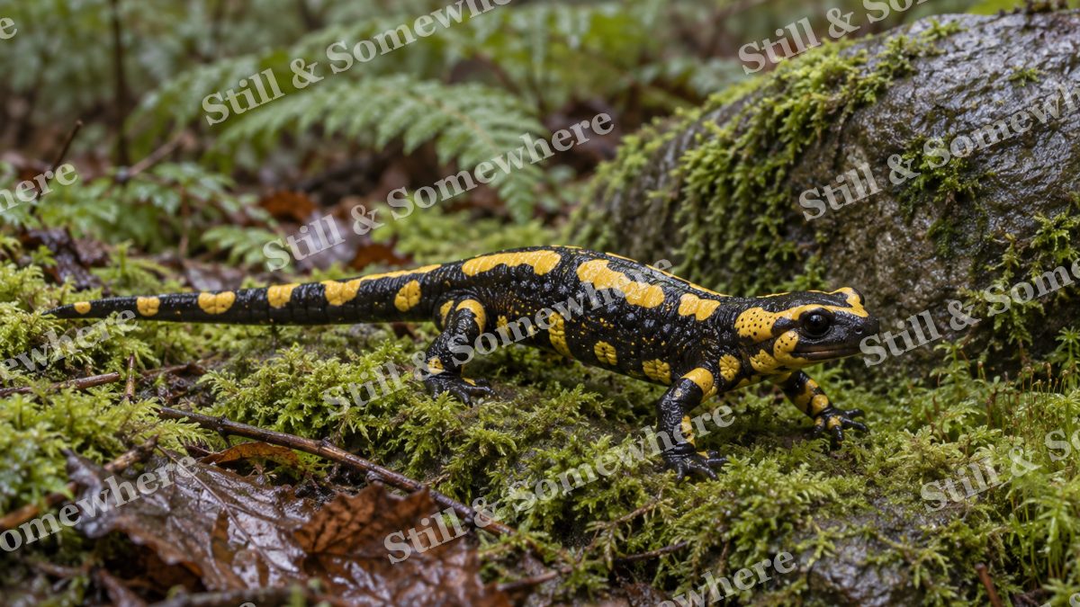 Fire Salamander Moss, wildlife artwork preview