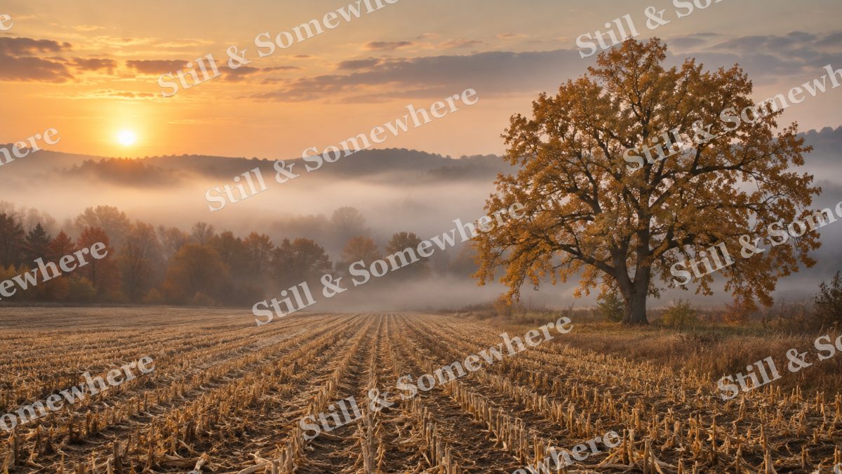 Fog over Harvest Rows, fall artwork preview
