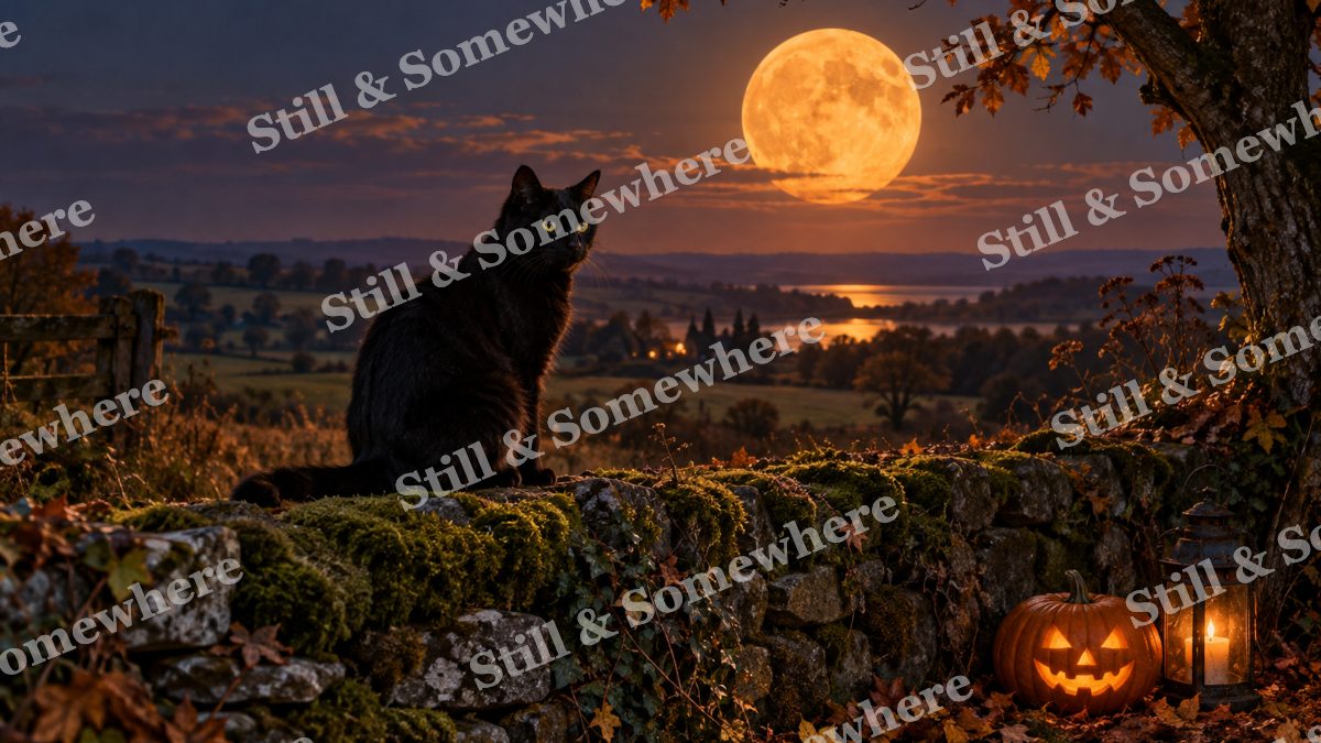 11 Cat Beneath The Harvest Moon, halloween artwork preview