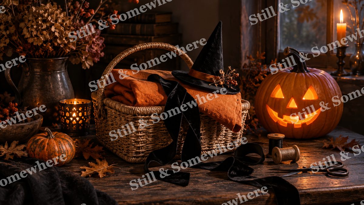Halloween Sewing Basket, halloween artwork preview