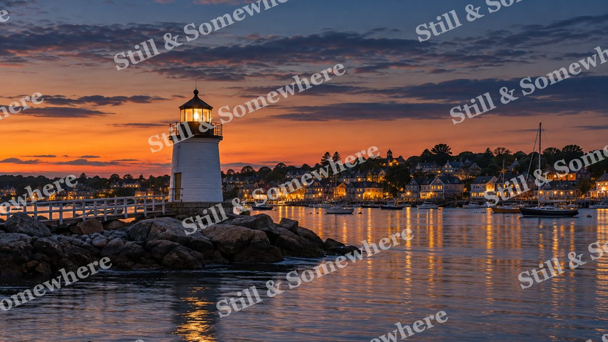 Lights Harbor Lighthouse and Town, city lights artwork preview