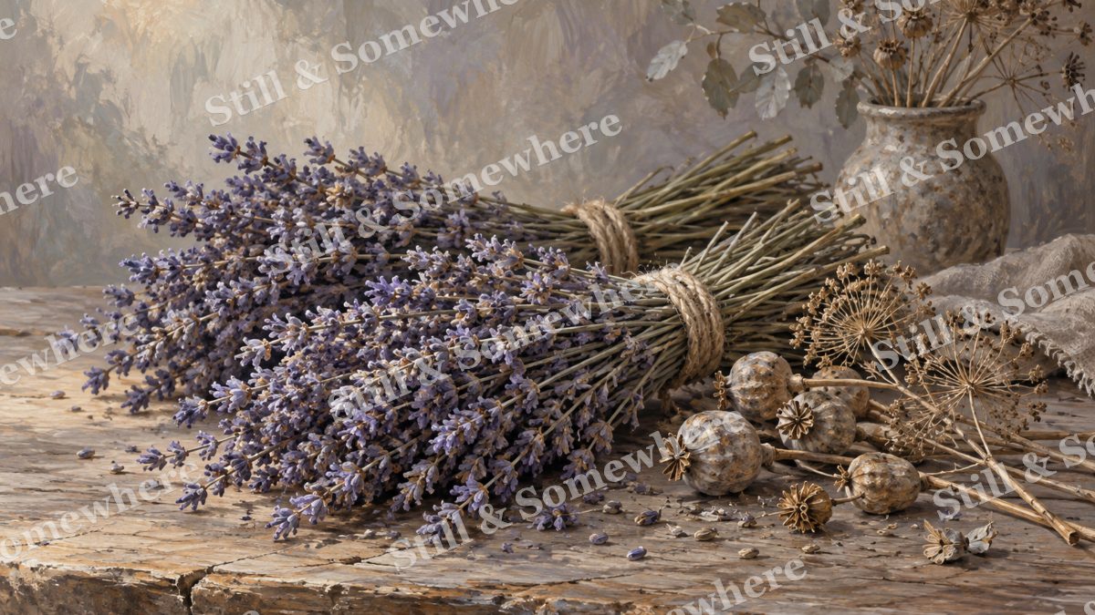 Lavender Bundles and Seed Heads, botanicals artwork preview
