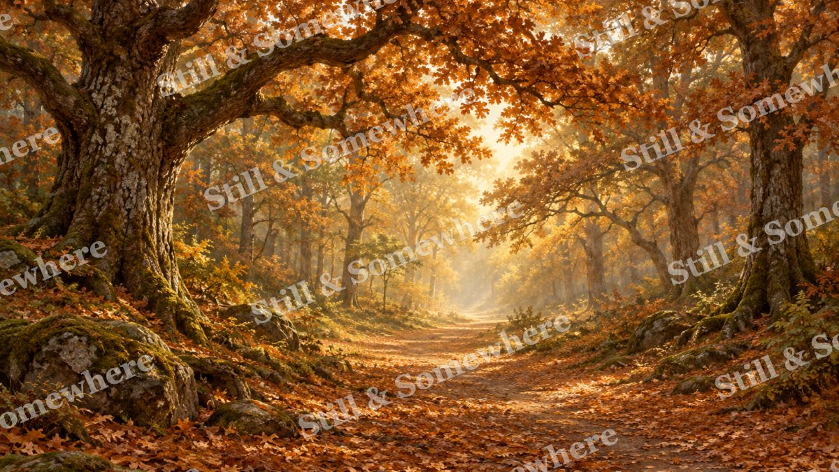 Forest Path under Copper Oaks, forests artwork preview