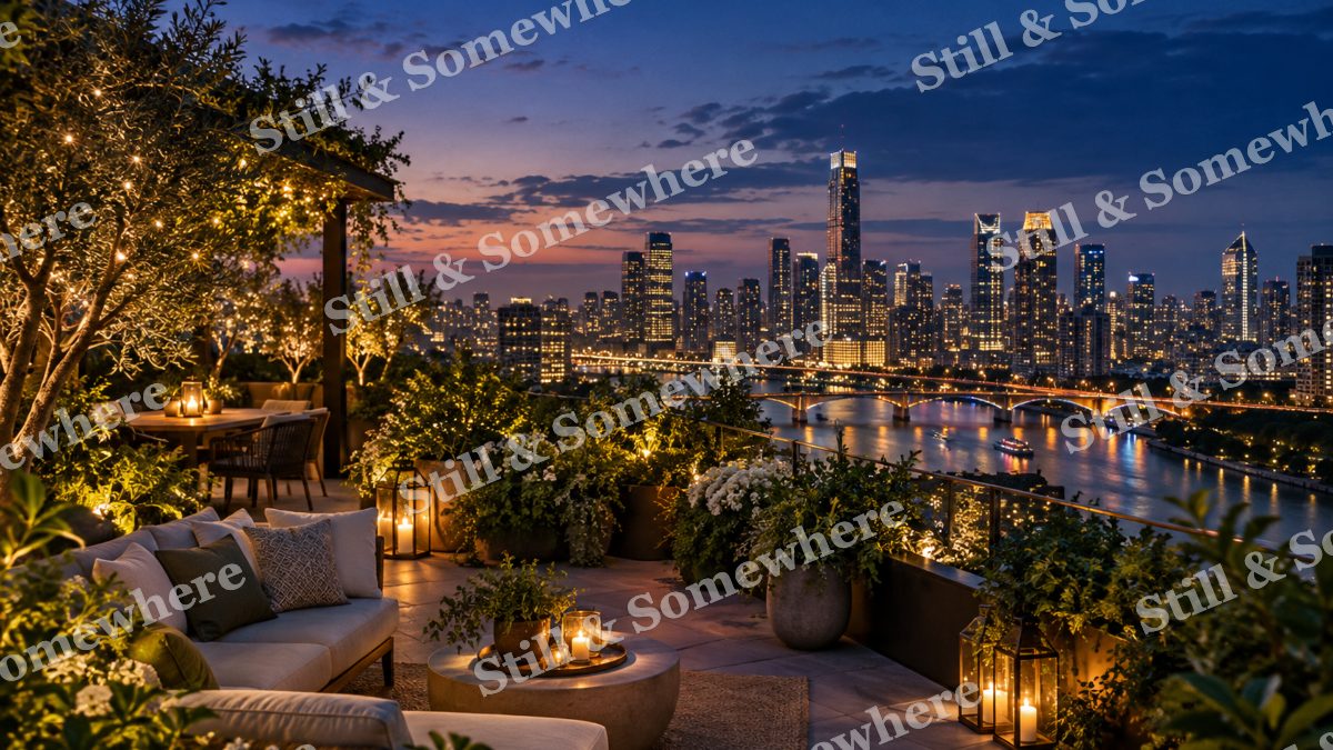 Lights Rooftop Garden Skyline, city lights artwork preview