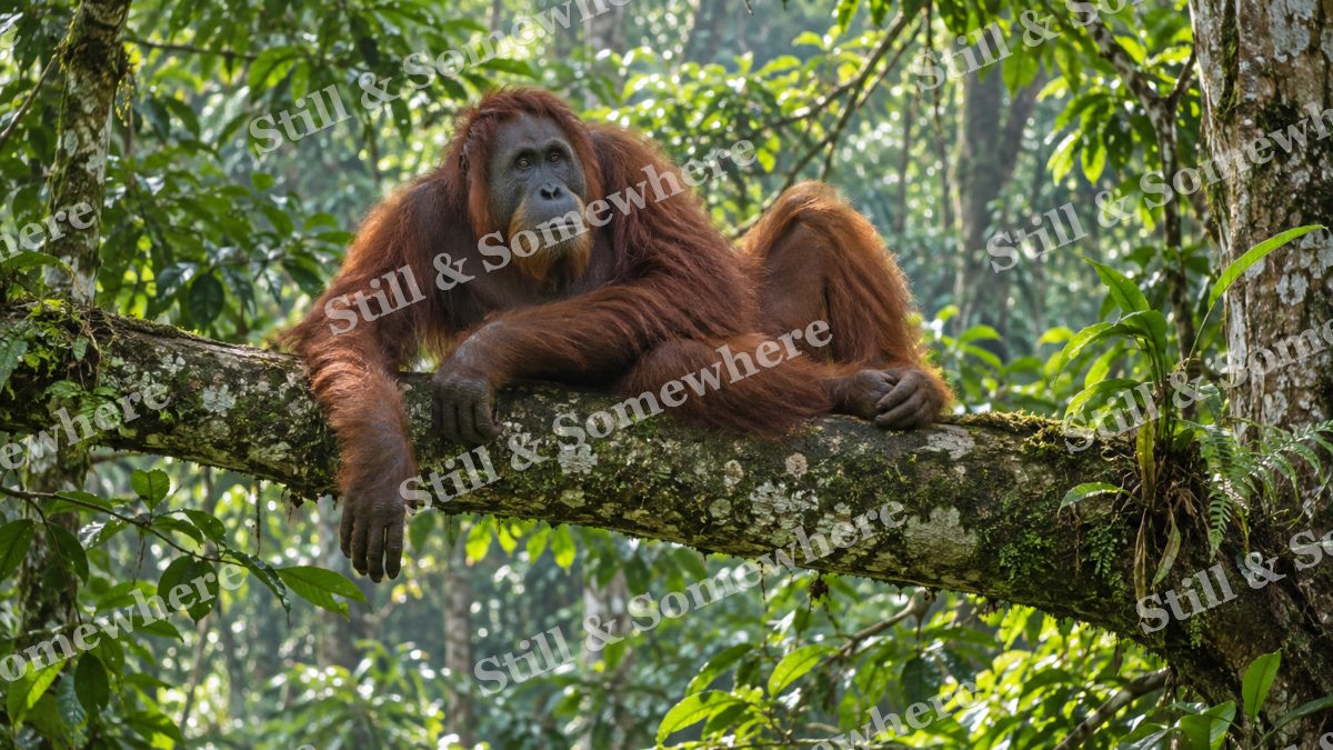 Orangutan Forest Branch, wildlife artwork preview