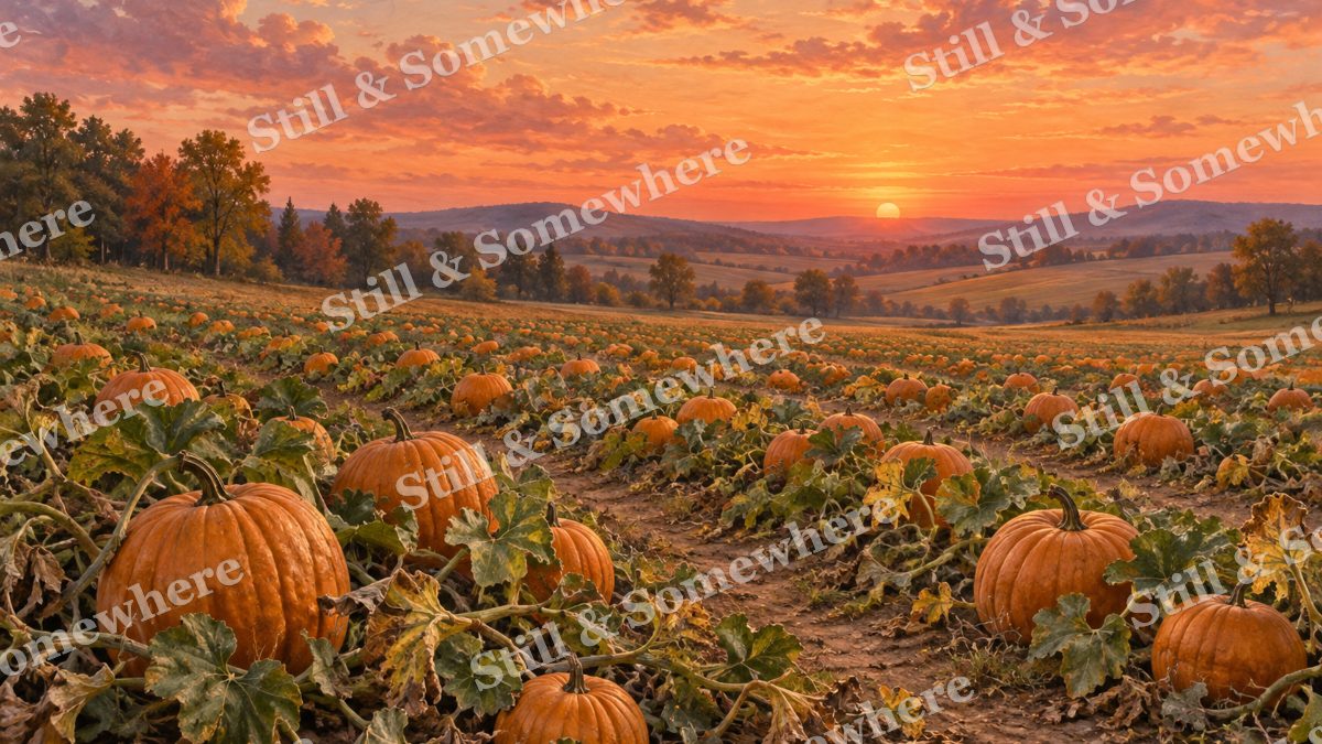 Pumpkin Field before Sunset, early autumn countryside artwork preview
