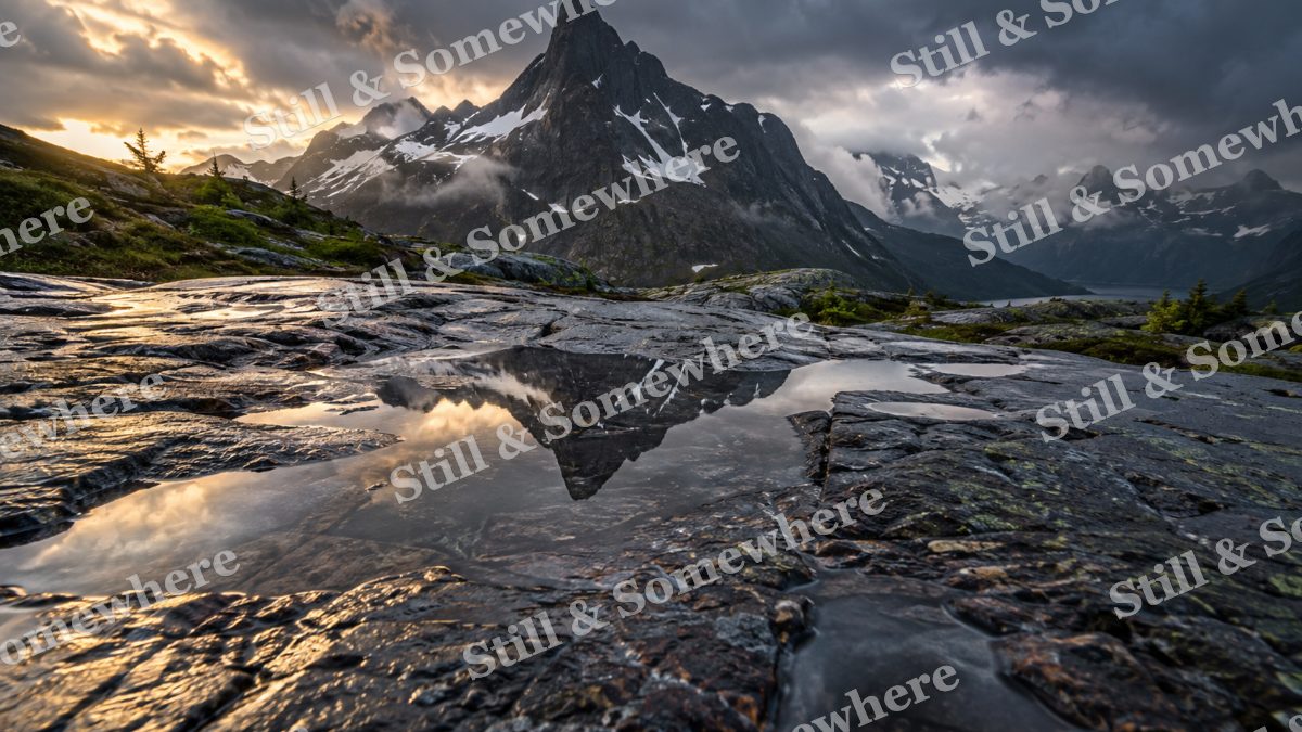 Wet Rock Reflection, mountains artwork preview