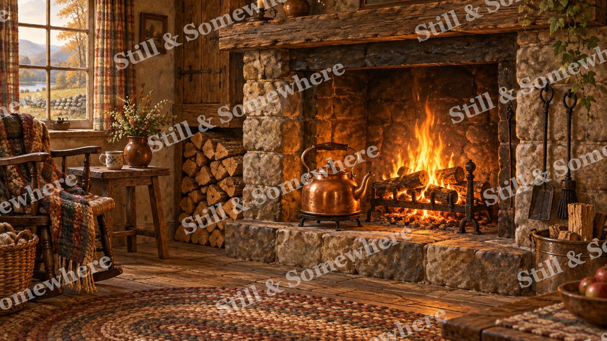 Copper Kettle by the Hearth, cottages artwork preview