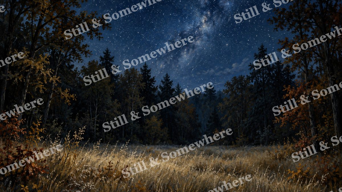 Starlight over the Woodland Clearing, forests artwork preview