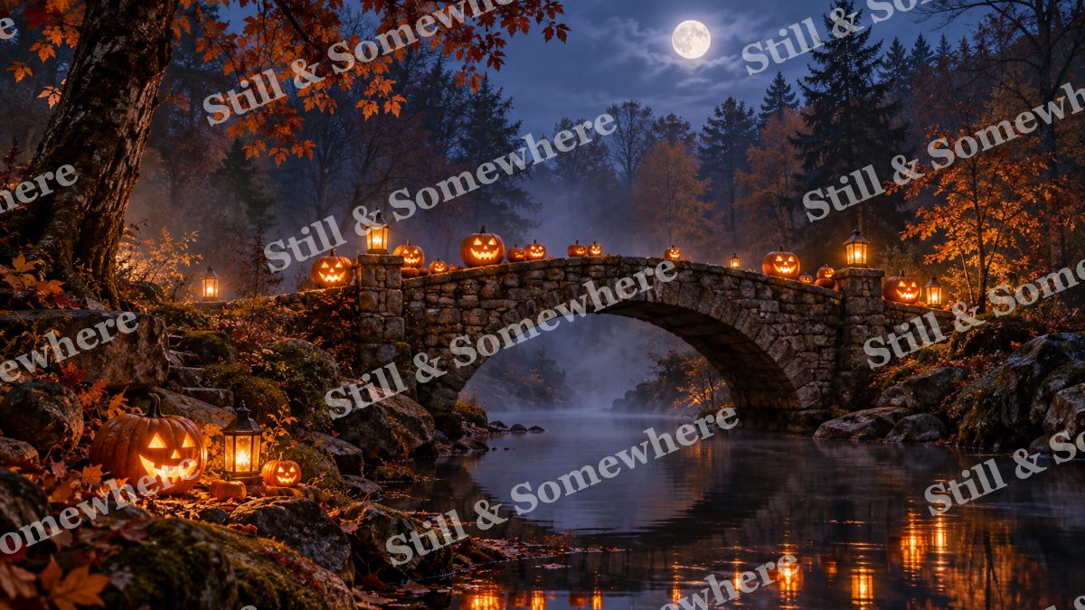 08 Pumpkin Bridge Reflection, halloween artwork preview