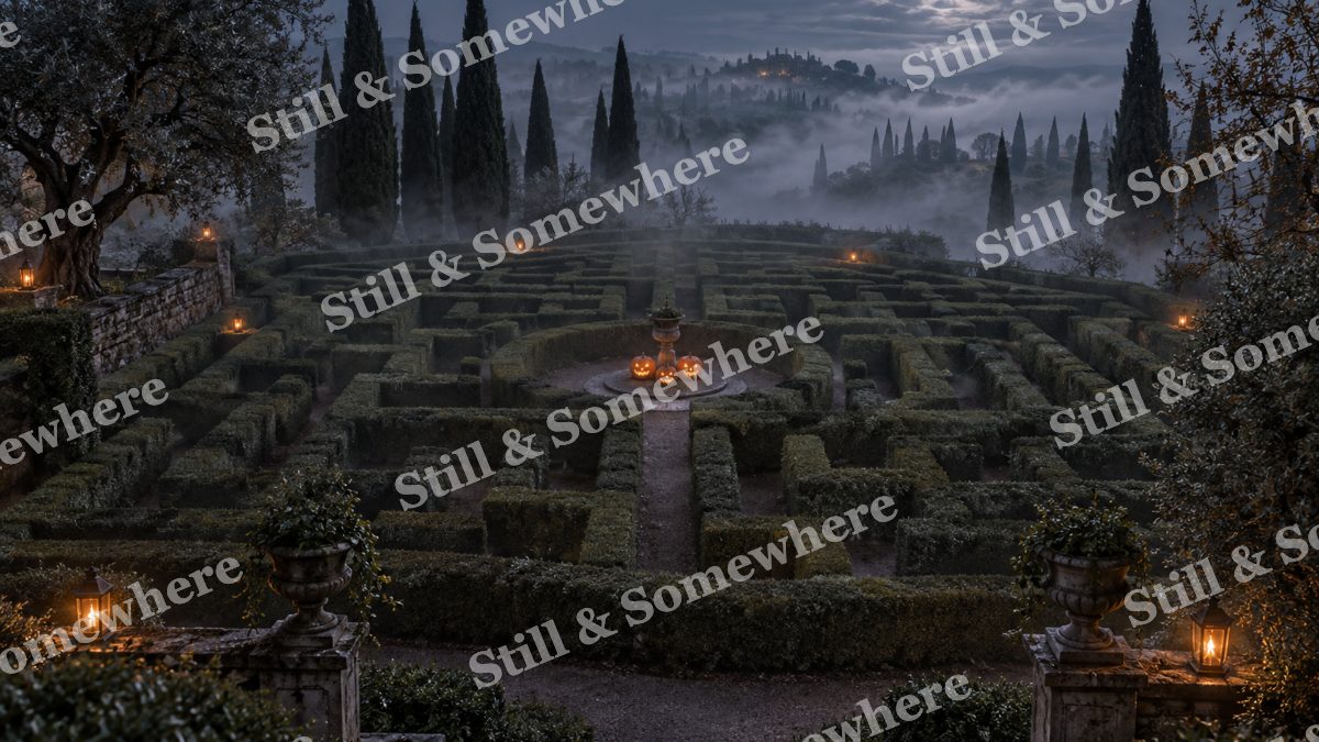 Moonlit Hedge Maze, halloween artwork preview