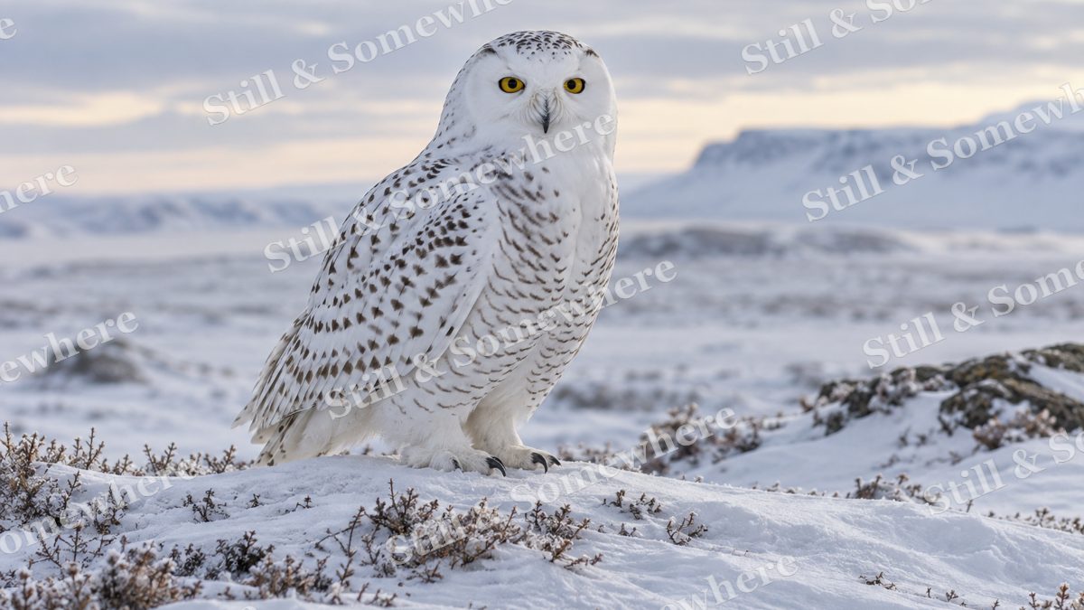 Snowy Owl Tundra Rise, wildlife artwork preview