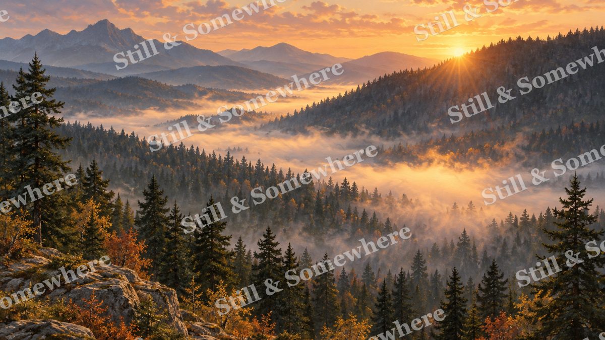 Sunrise beyond the Pine Ridge, forests artwork preview
