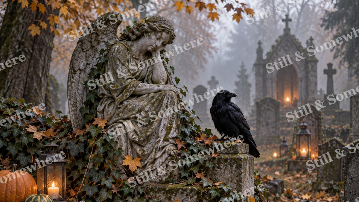 37 Raven By The Marble Angel, halloween artwork preview