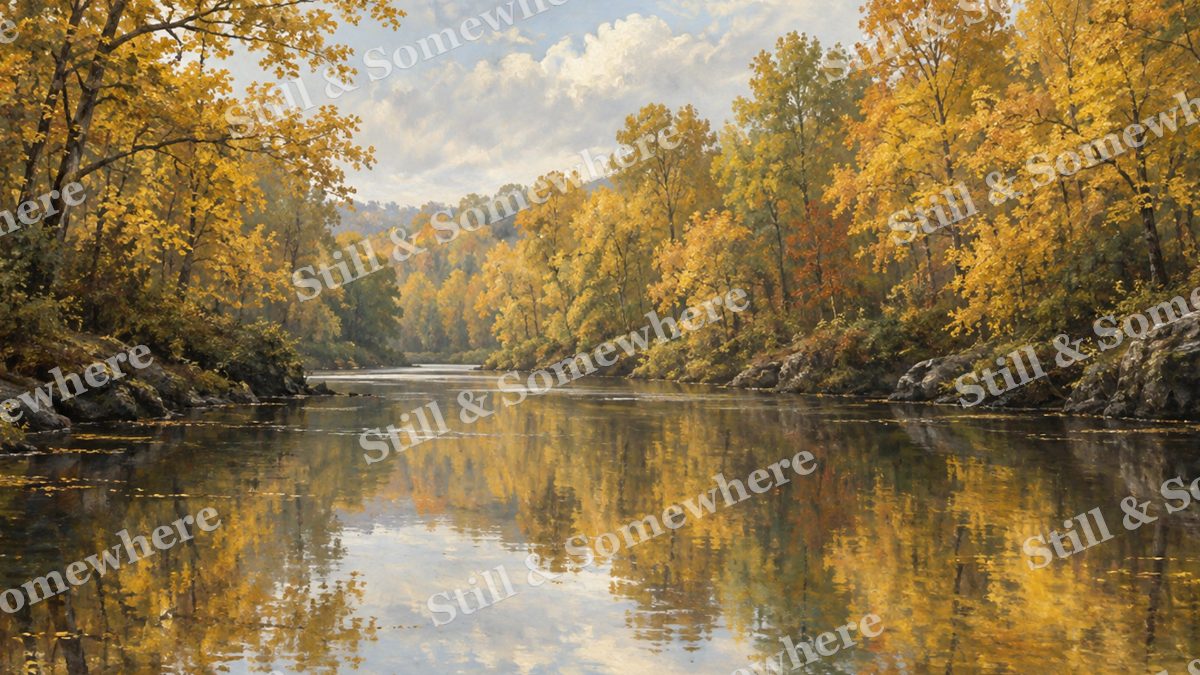 Golden Canopy over Quiet Water, forests artwork preview