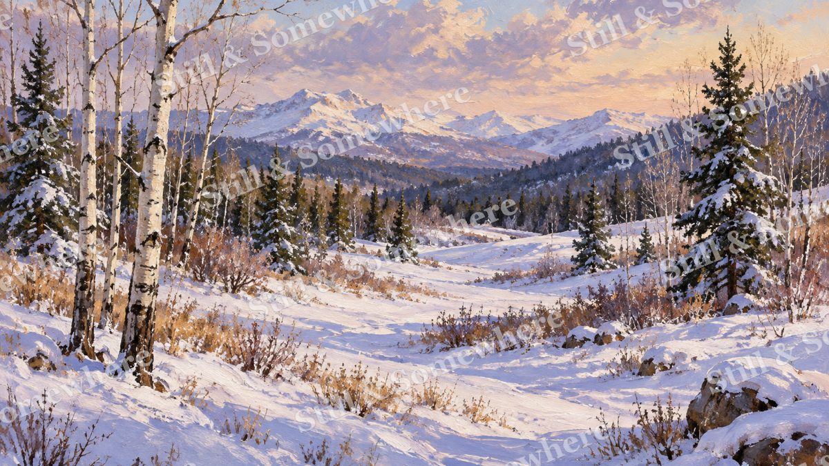 Violet Shadows on Snow, paintings artwork preview