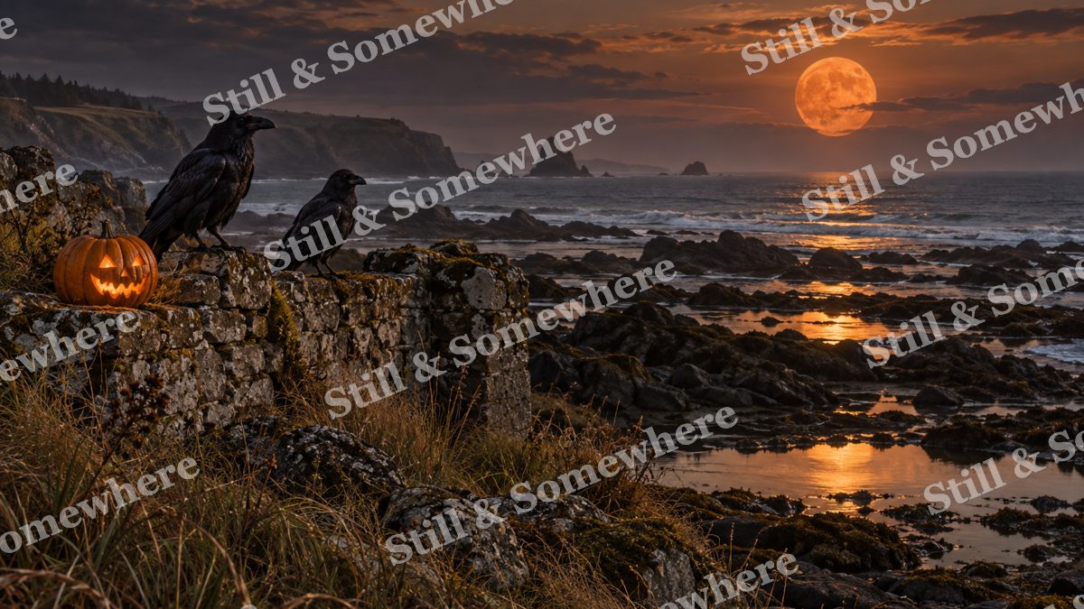 Ravens at the Tidal Ruins, halloween artwork preview