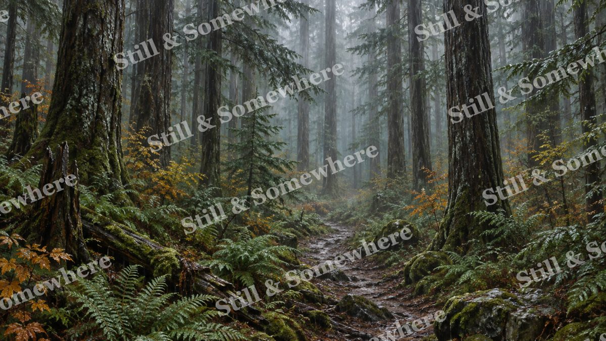 Rain through the Hemlock Forest, forests artwork preview