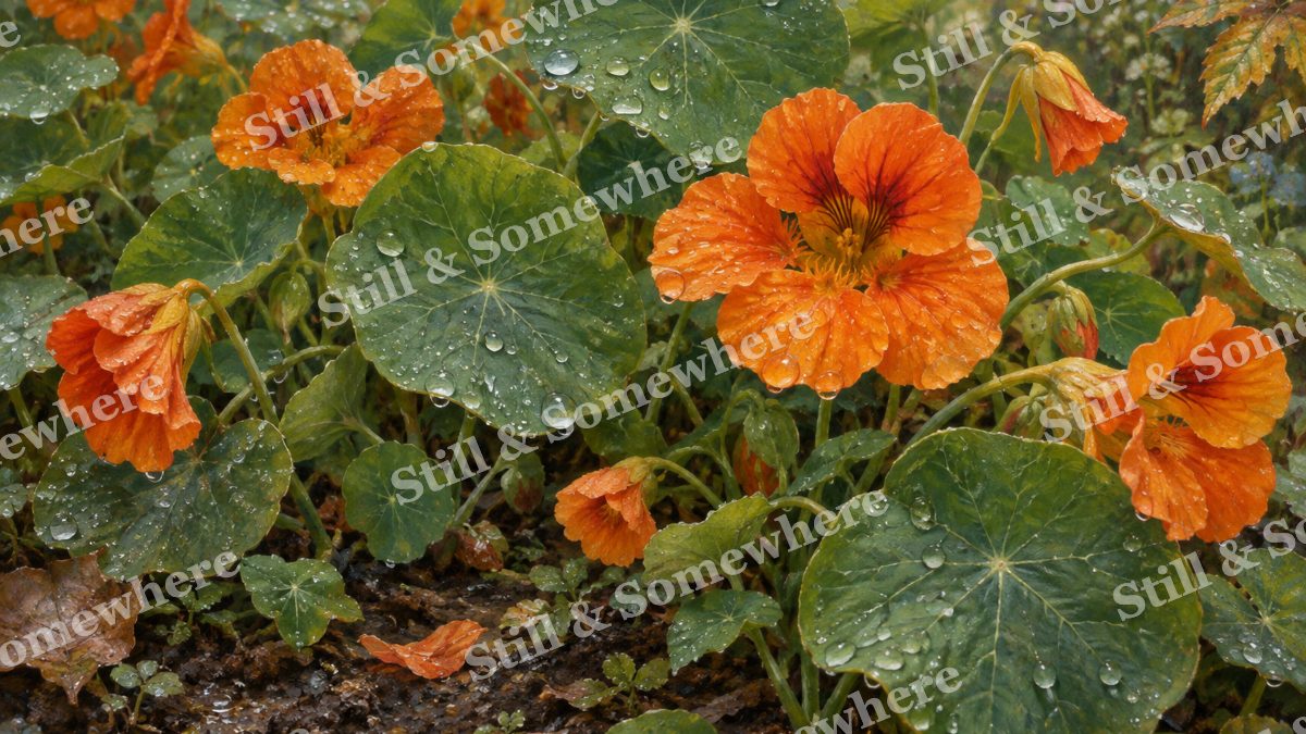 Nasturtiums after Summer Rain, botanicals artwork preview