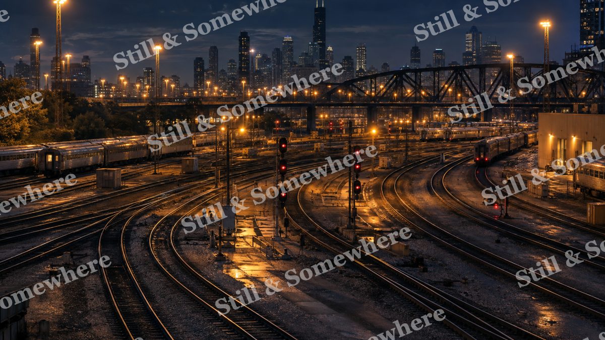 Lights Train Yard Light Ribbons, city lights artwork preview