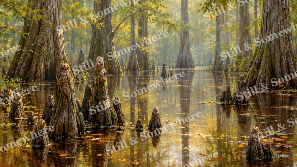 Cypress Knees in Still Water, forests artwork preview
