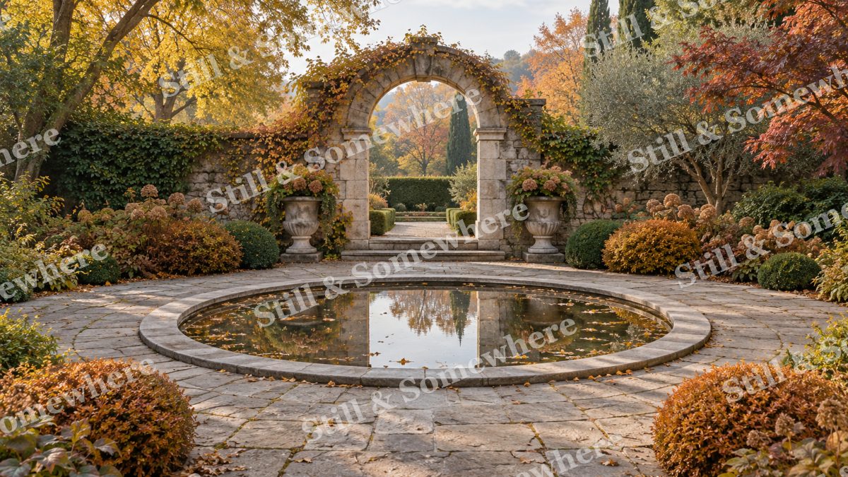 The Autumn Reflection Courtyard, gardens artwork preview