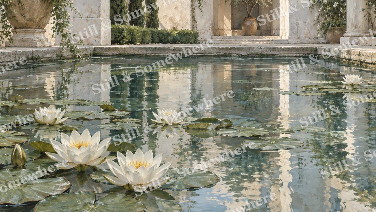 Water Lilies in the Courtyard Pool, gardens artwork preview